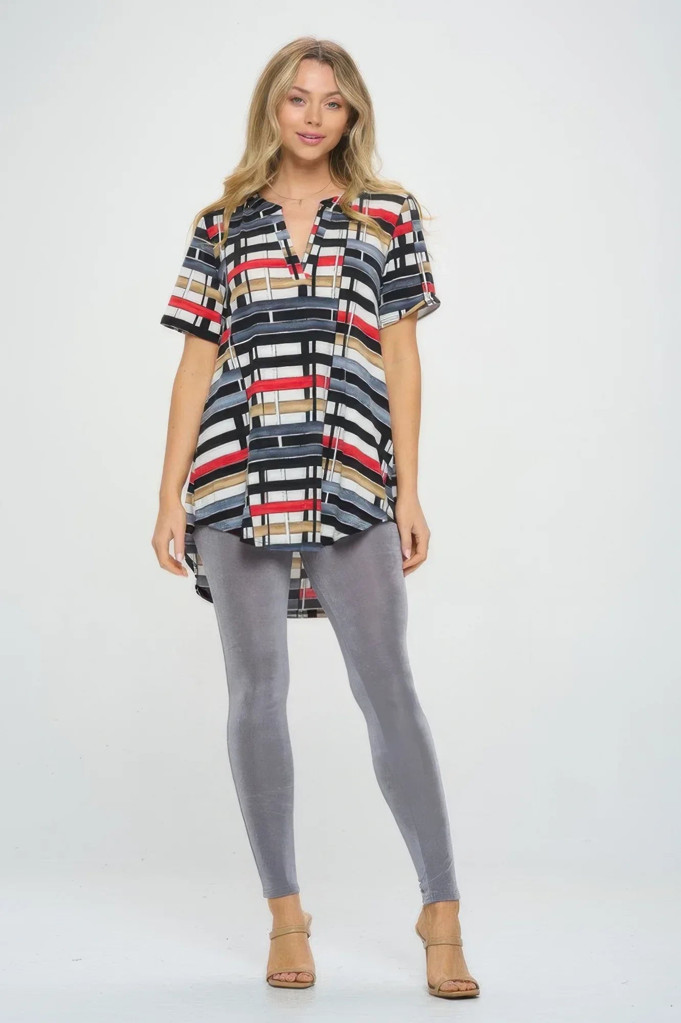 Notch Neck Rolled Short Sleeve Top | Mixtshop LLC