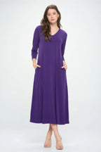 Hit V-neck Long Dress W/pocket | Mixtshop LLC