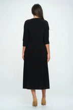 Hit V-neck Long Dress W/pocket | Mixtshop LLC