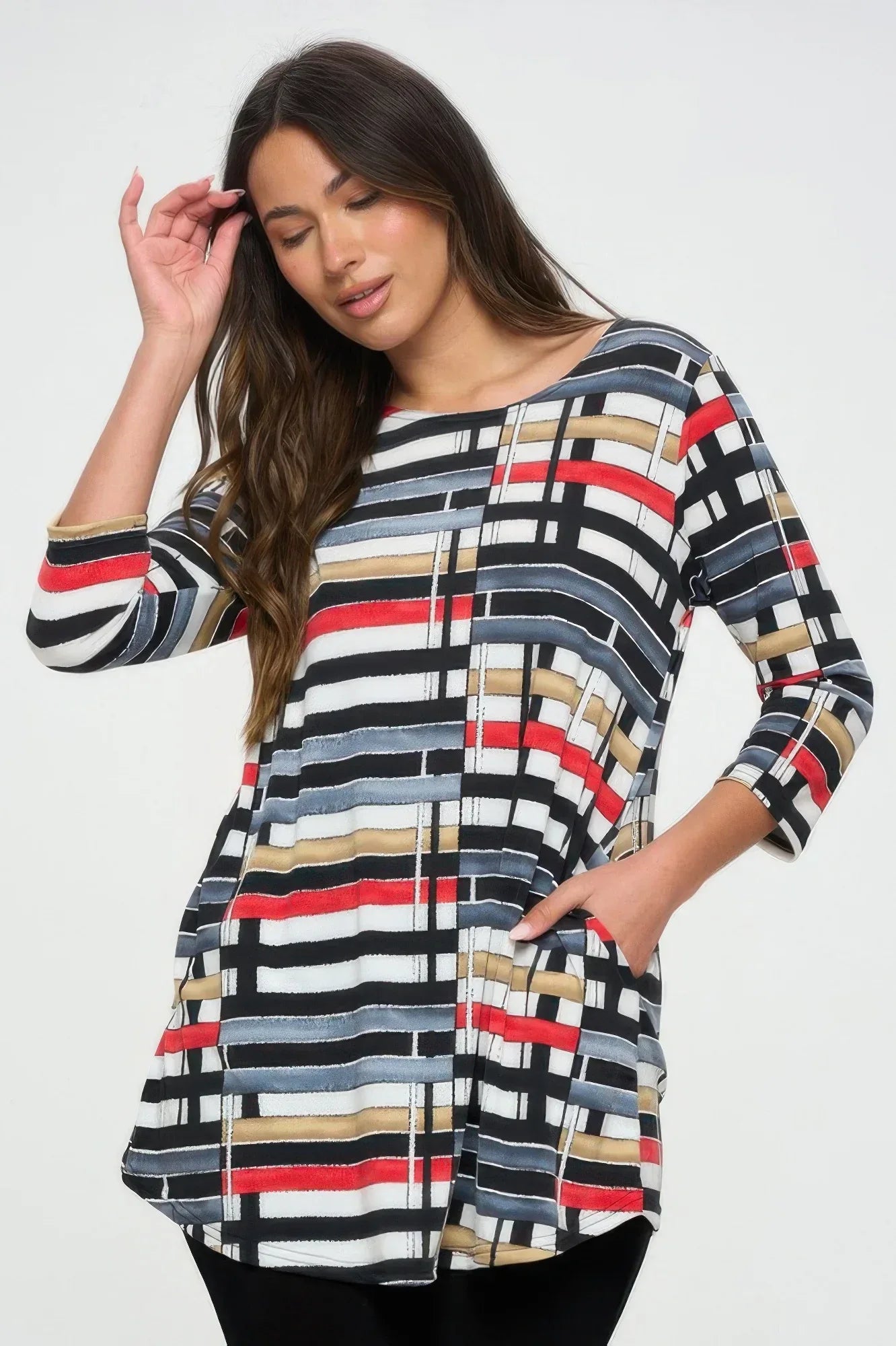 Hit Round Neck Tunic W/pocket | Mixtshop LLC Main image