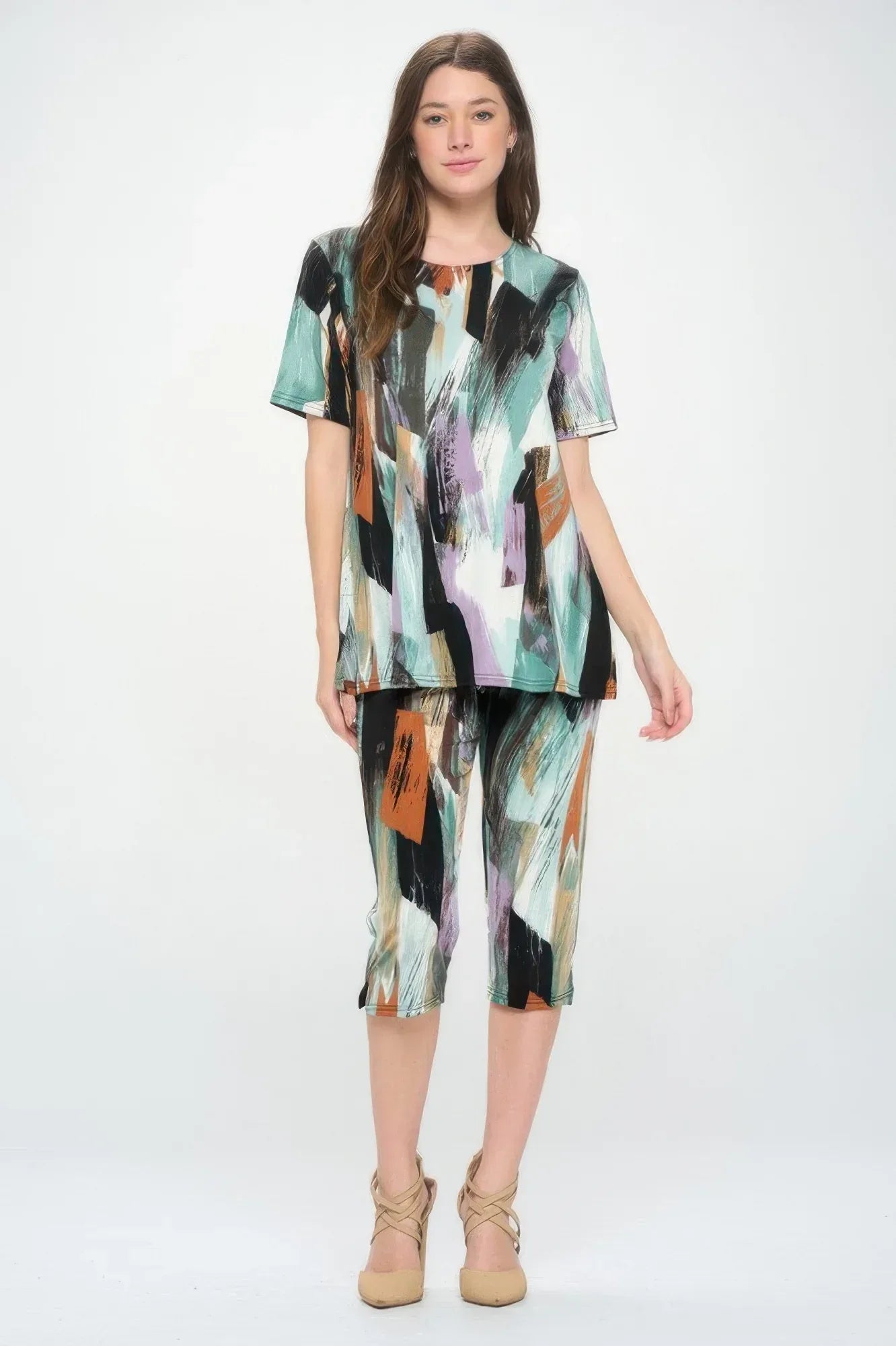 Short Sleeve Top Capri Pants Set | Mixtshop LLC
