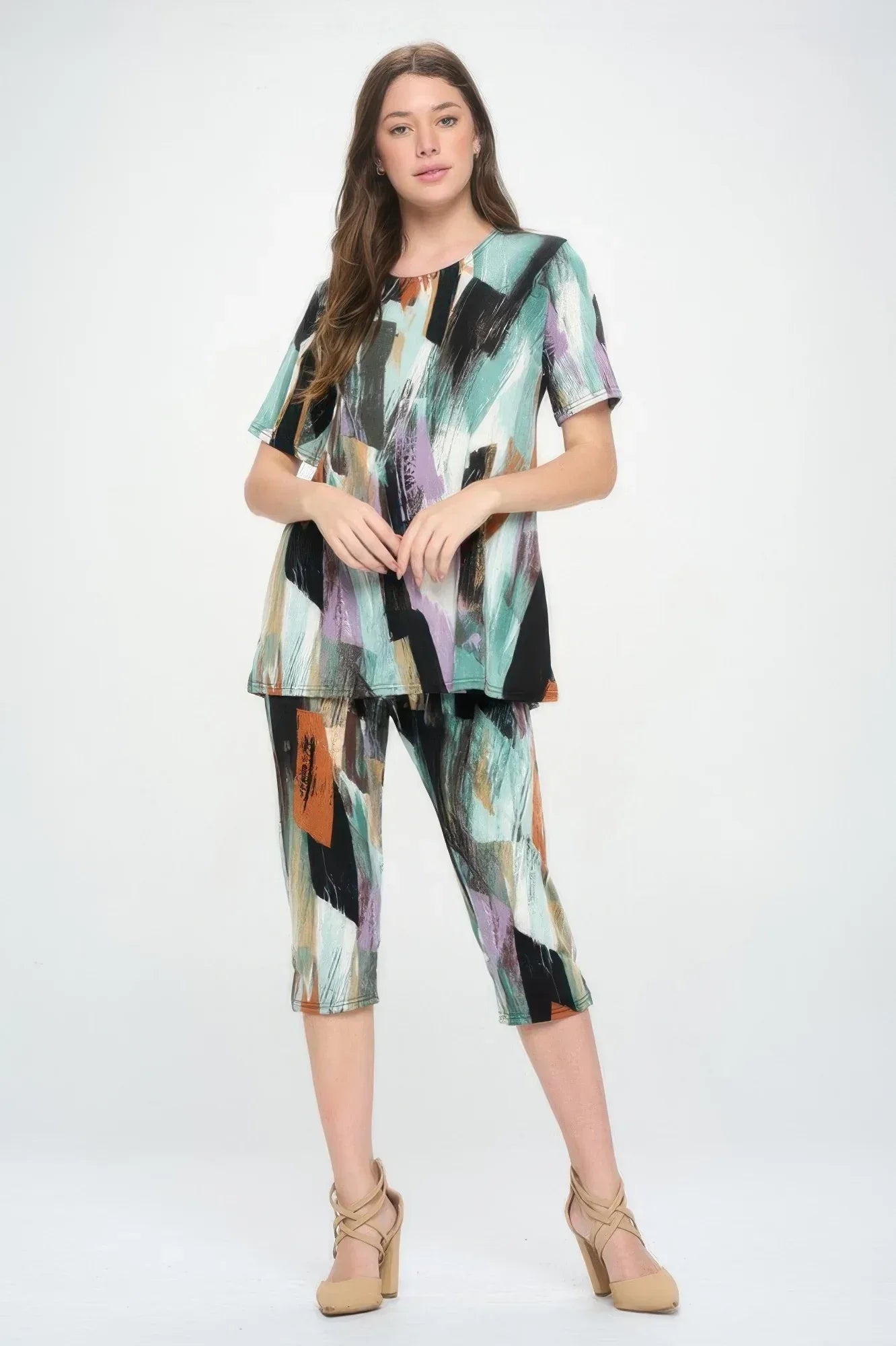 Short Sleeve Top Capri Pants Set | Mixtshop LLC