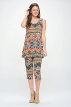 Round Neck Tank Top And Capri Pants Set | Mixtshop LLC
