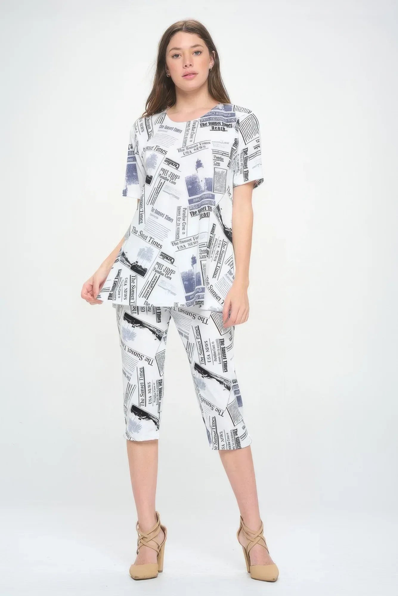 Short Sleeve Top Capri Pants Set | Mixtshop LLC Main image