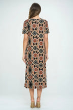Bns Print Long Dress With Short Sleeve | Mixtshop LLC