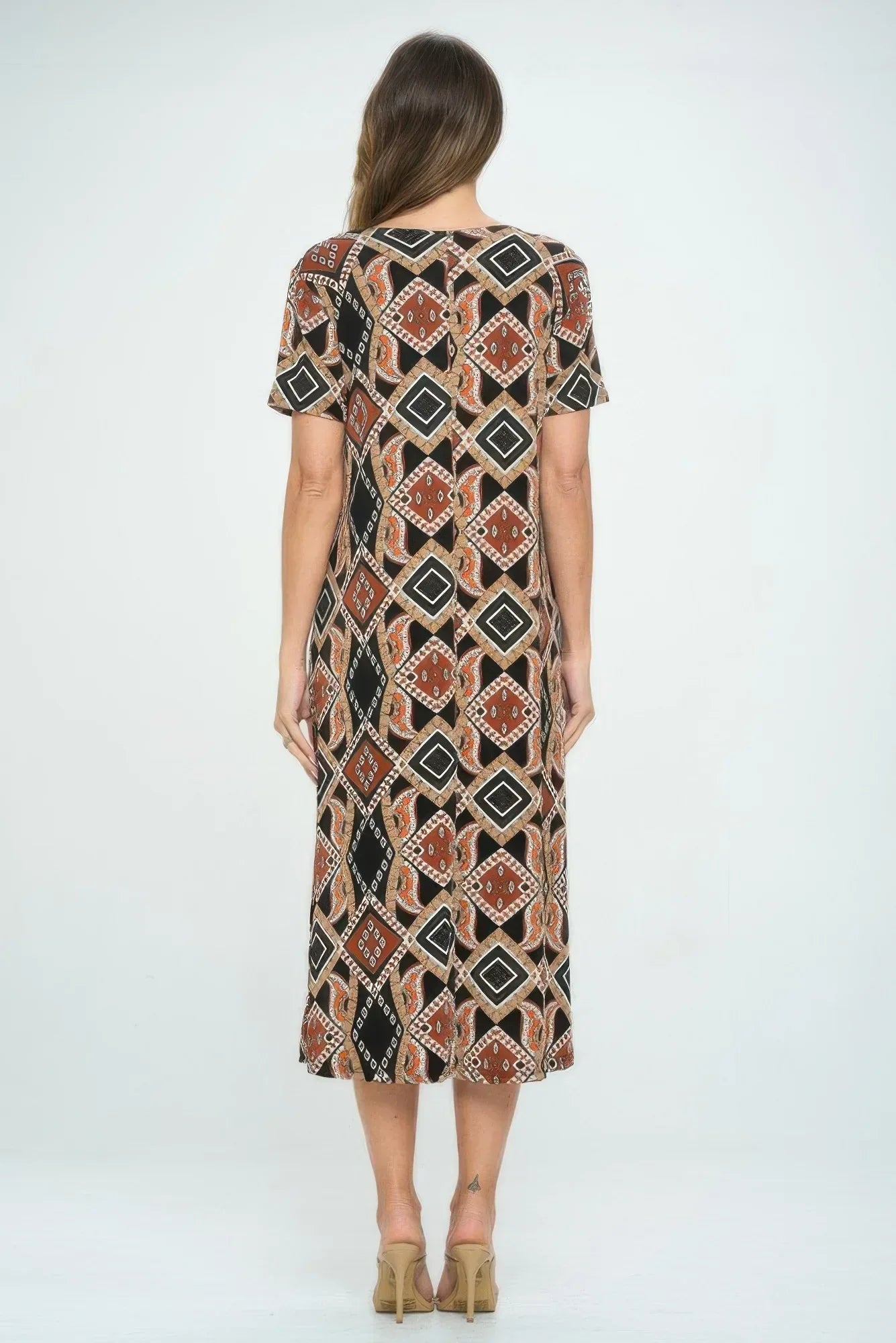Bns Print Long Dress With Short Sleeve | Mixtshop LLC