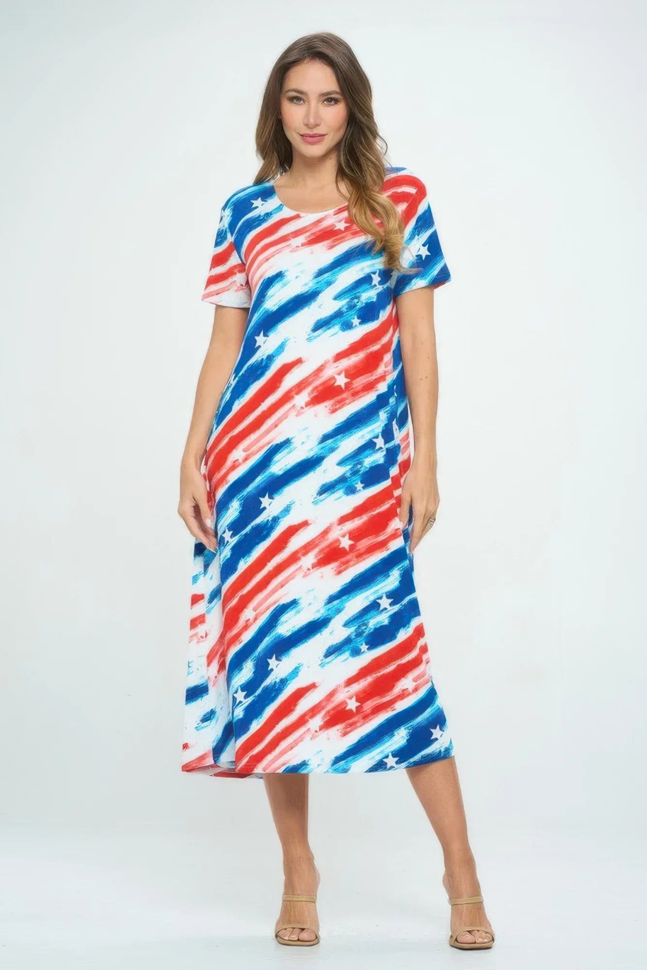 Bns Print Long Dress With Short Sleeve | Mixtshop LLC Main image