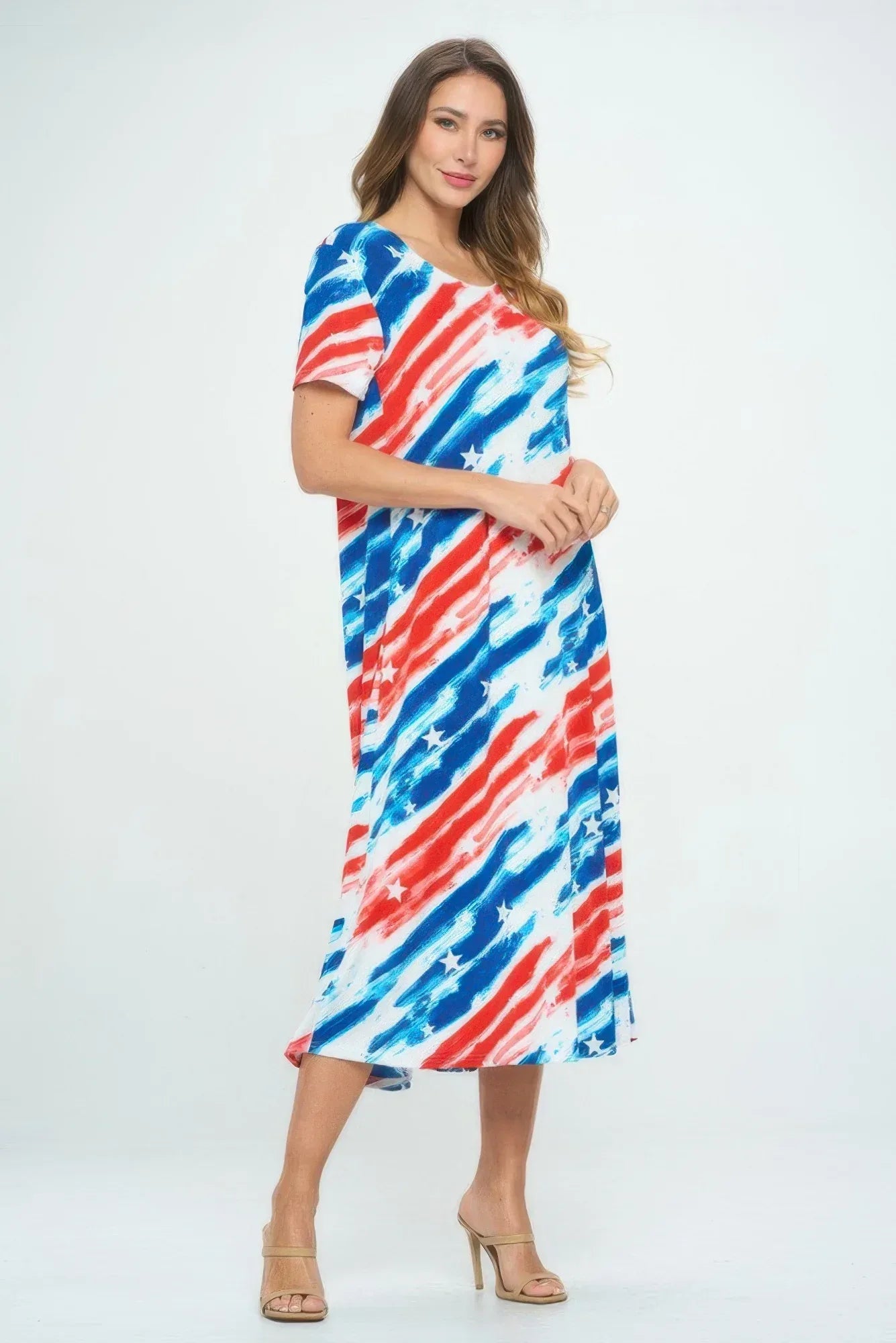 Bns Print Long Dress With Short Sleeve | Mixtshop LLC