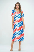 Bns Print Long Dress With Short Sleeve | Mixtshop LLC