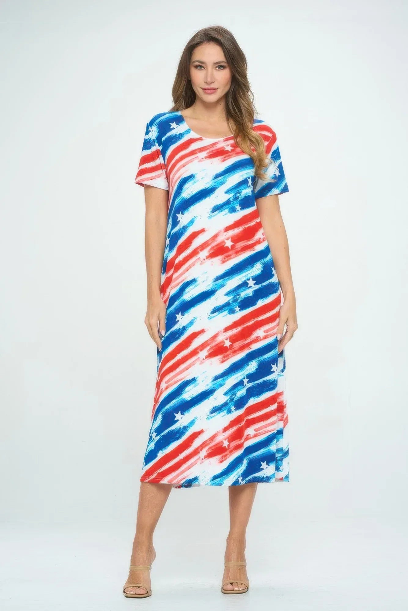 Bns Print Long Dress With Short Sleeve | Mixtshop LLC