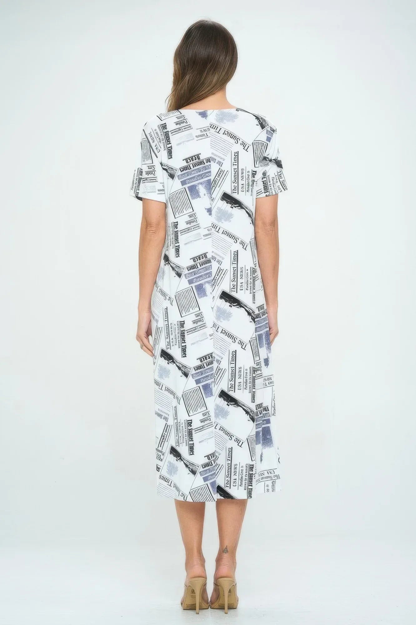 Bns Print Long Dress With Short Sleeve Secondary image