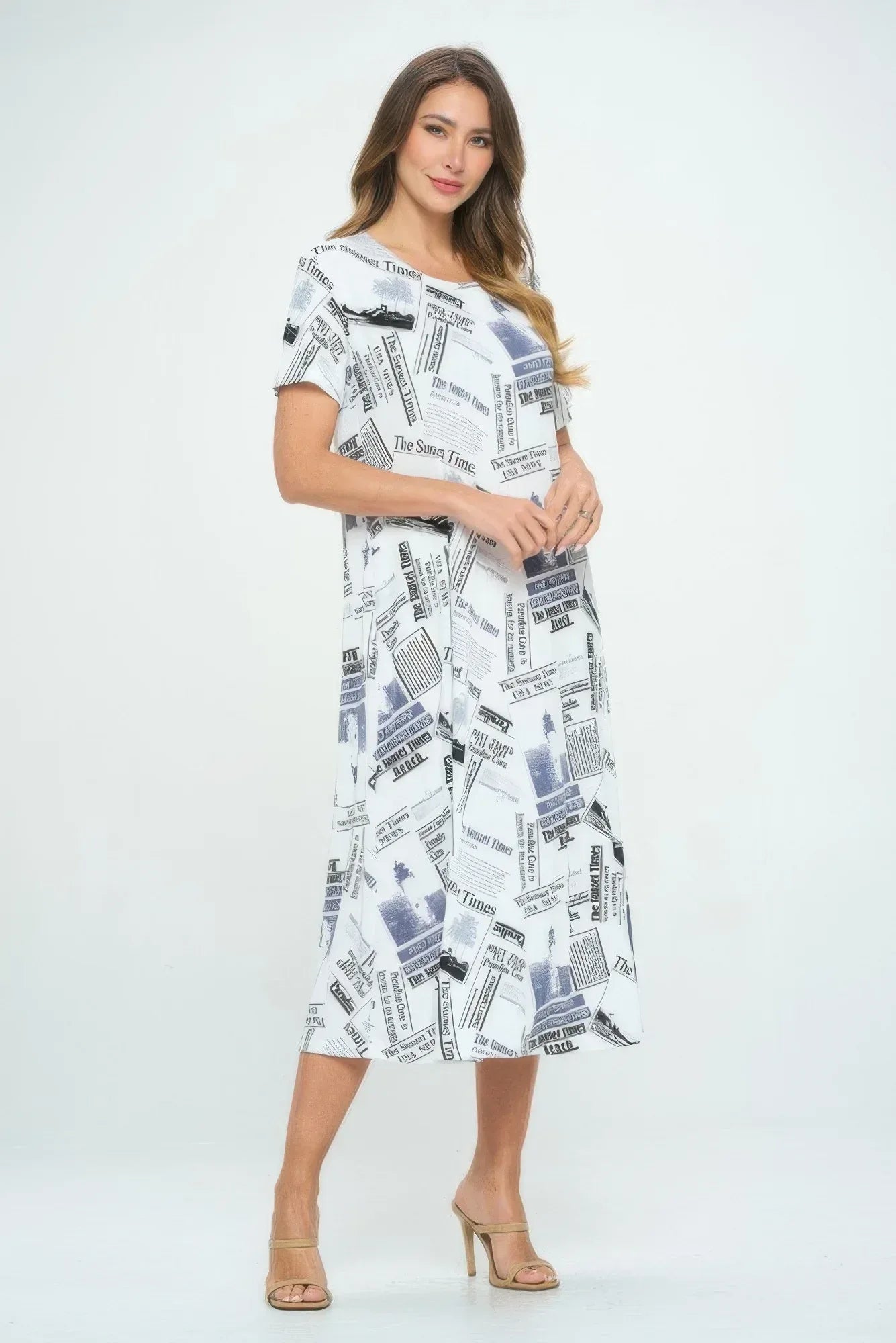 Bns Print Long Dress With Short Sleeve | Mixtshop LLC