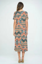 Bns Print Long Dress With Short Sleeve | Mixtshop LLC