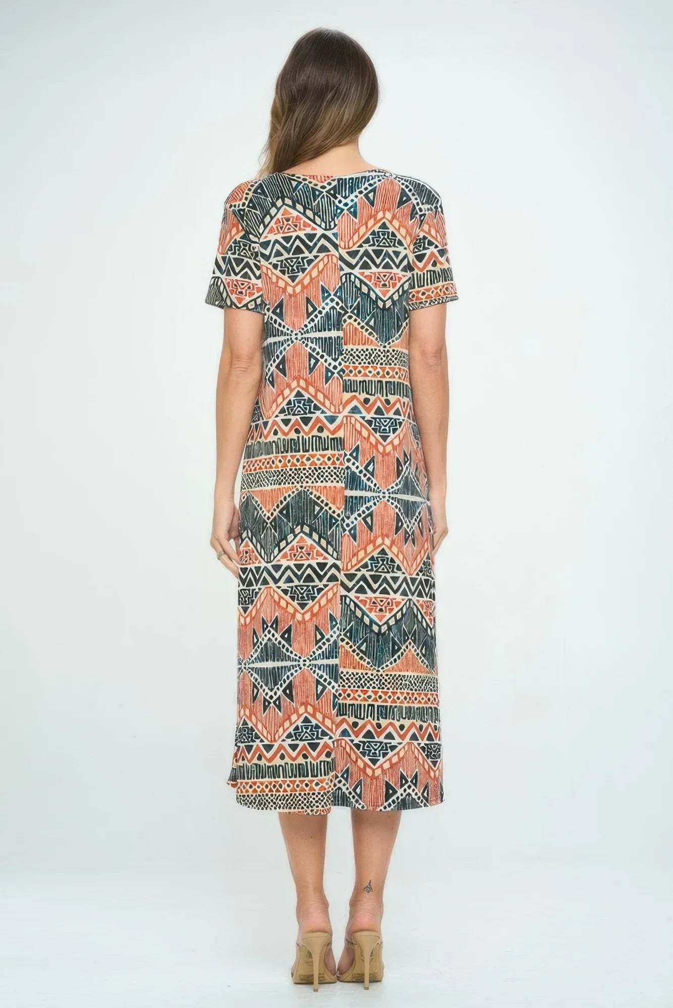 Bns Print Long Dress With Short Sleeve | Mixtshop LLC