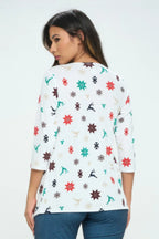 Bns Round Neck 3/4 Sleeve Slit Top | Mixtshop LLC