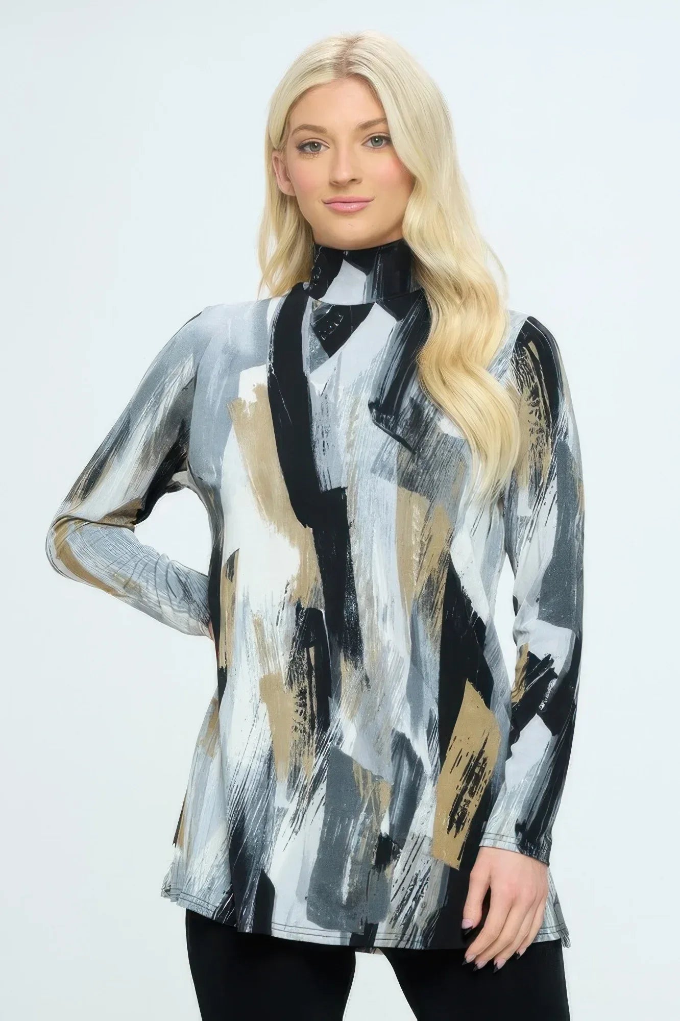 Bns Print Mock Turtle Neck Top | Mixtshop LLC Main image