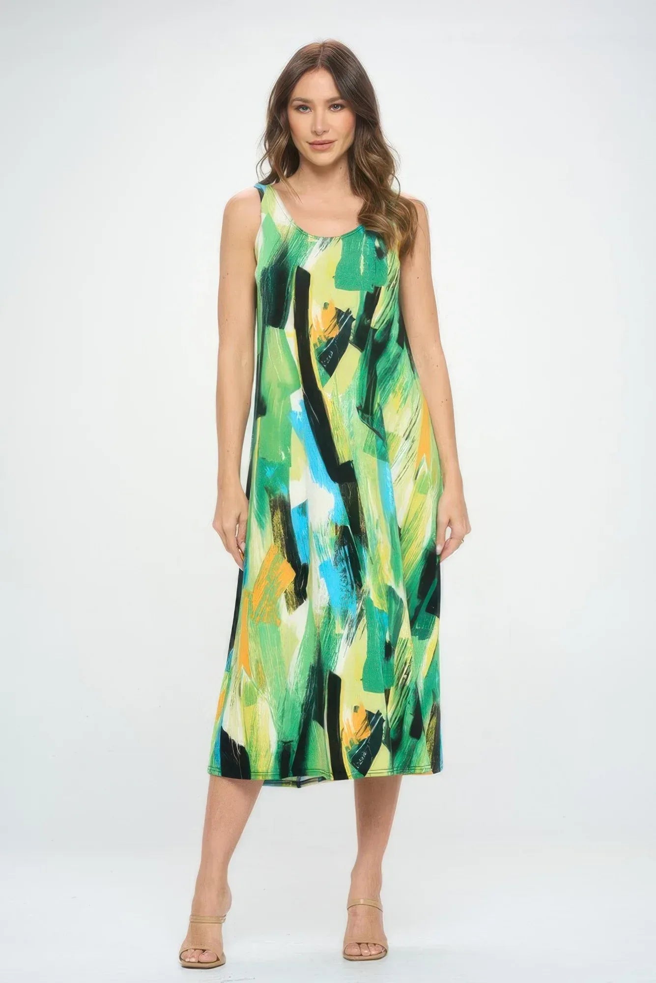 Bns Brush Stroke Print Tank Long Dress | Mixtshop LLC