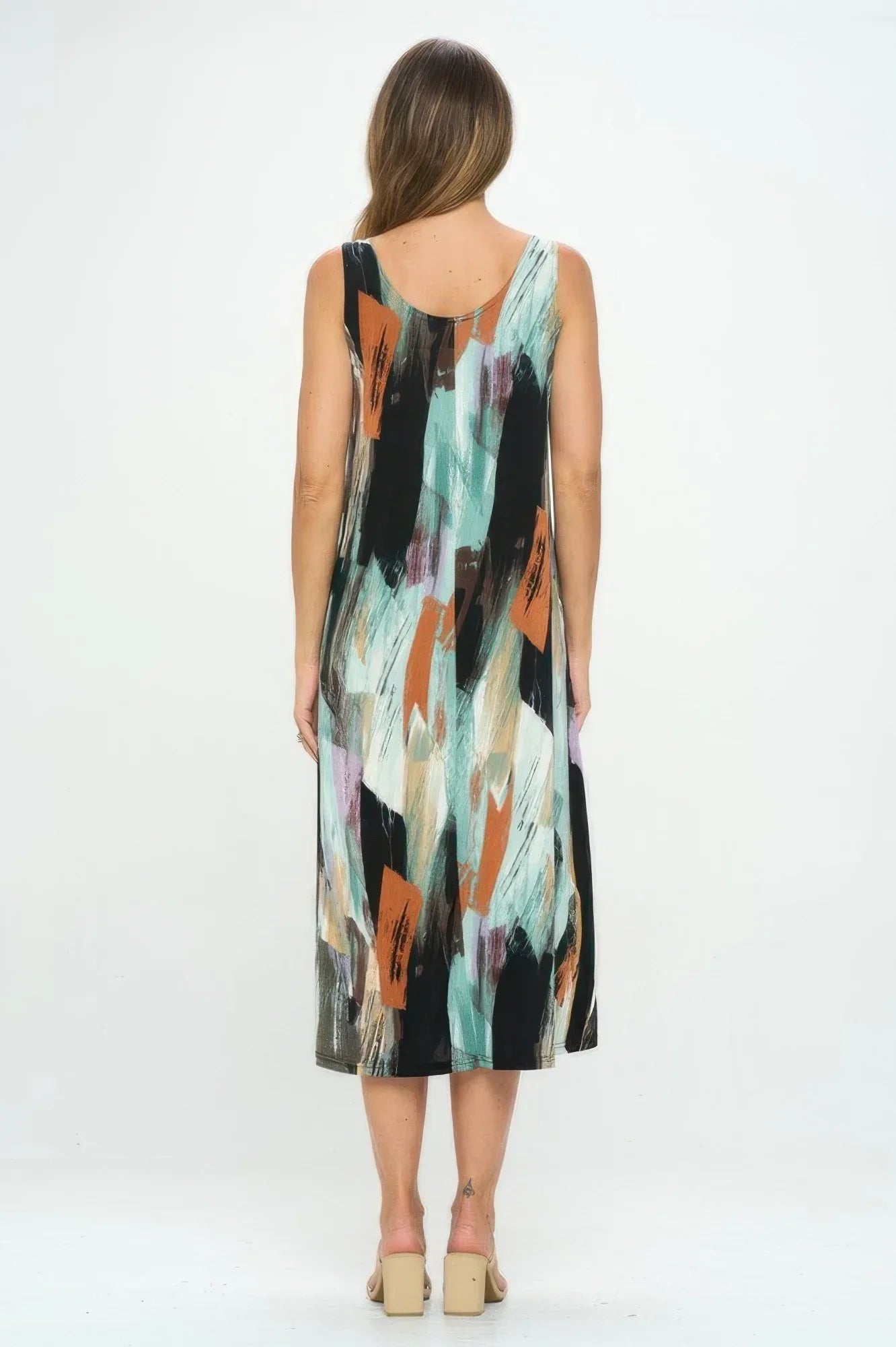 Bns Brush Stroke Print Tank Long Dress | Mixtshop LLC