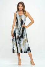 Bns Brush Stroke Print Tank Long Dress | Mixtshop LLC