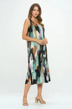 Bns Brush Stroke Print Tank Long Dress | Mixtshop LLC