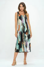 Bns Brush Stroke Print Tank Long Dress | Mixtshop LLC