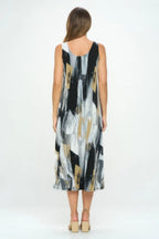 Bns Brush Stroke Print Tank Long Dress | Mixtshop LLC