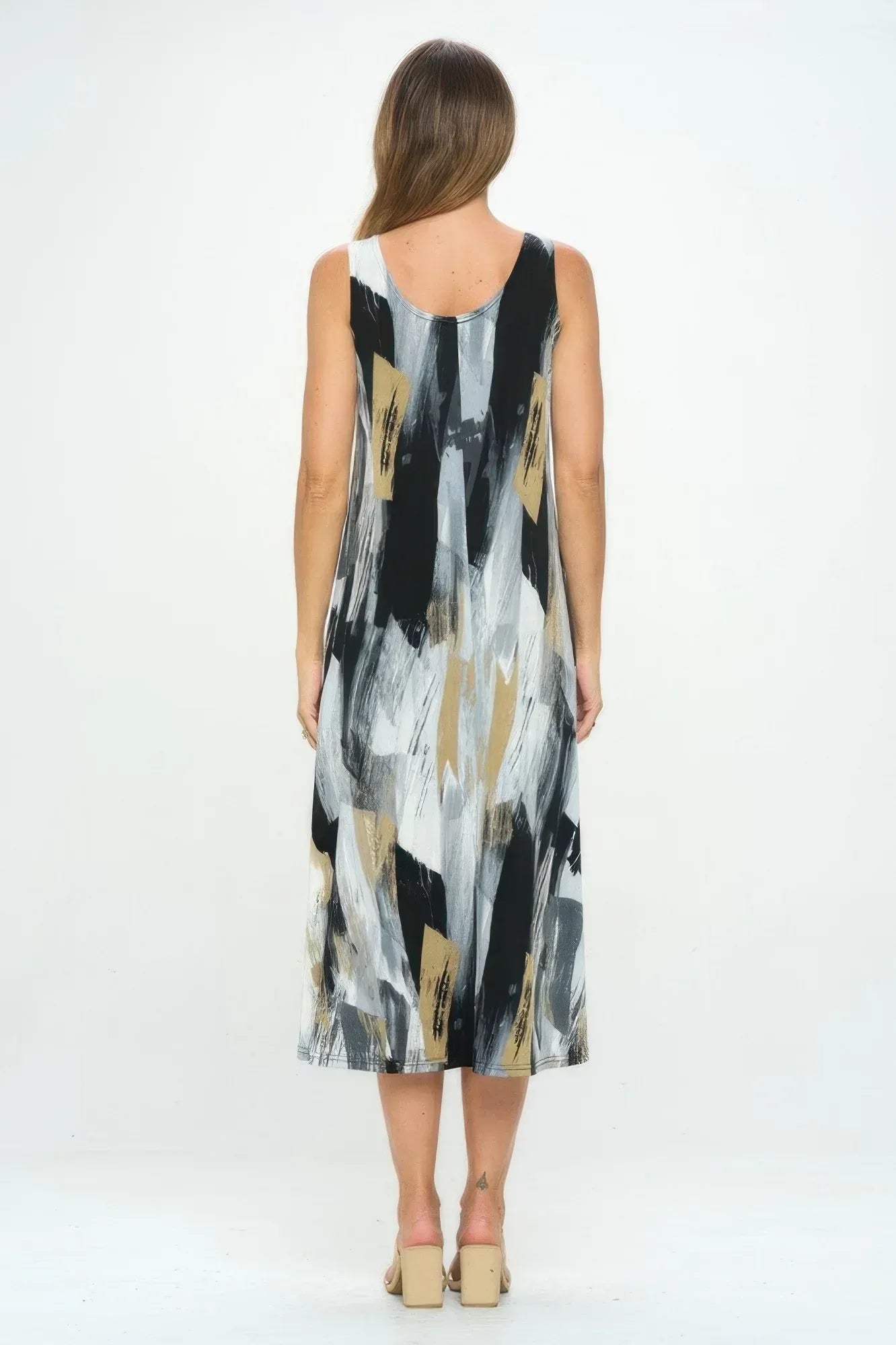 Bns Brush Stroke Print Tank Long Dress | Mixtshop LLC