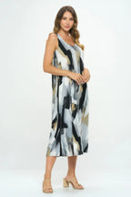 Bns Brush Stroke Print Tank Long Dress | Mixtshop LLC