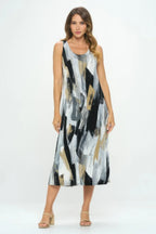 Bns Brush Stroke Print Tank Long Dress | Mixtshop LLC