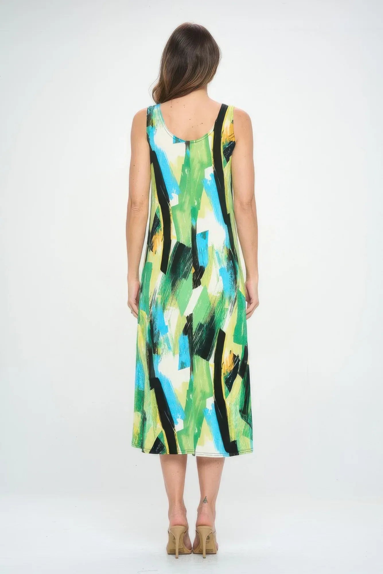 Bns Brush Stroke Print Tank Long Dress | Mixtshop LLC