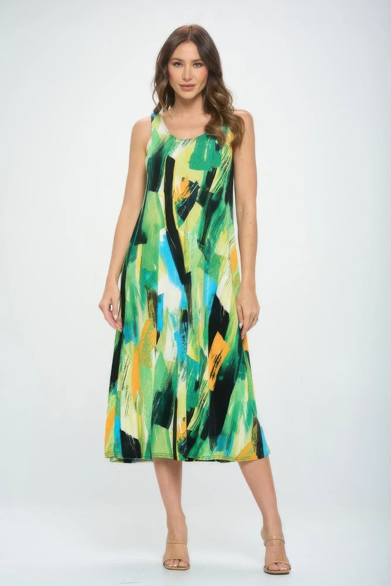 Bns Brush Stroke Print Tank Long Dress | Mixtshop LLC