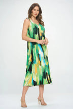 Bns Brush Stroke Print Tank Long Dress | Mixtshop LLC