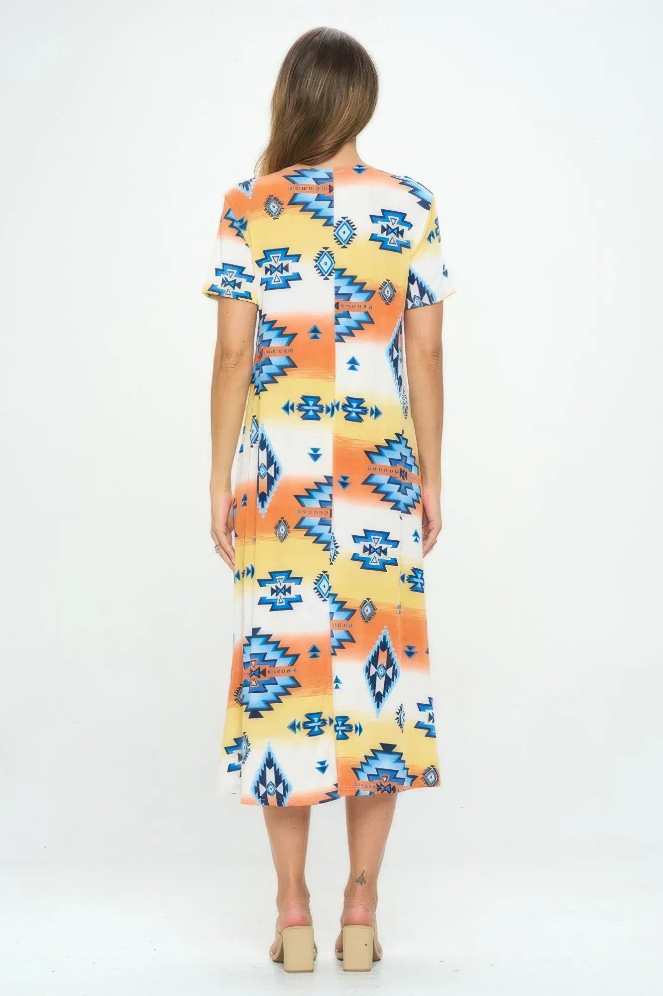Bns Print Long Dress With Short Sleeve Secondary image