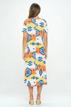 Bns Print Long Dress With Short Sleeve | Mixtshop LLC