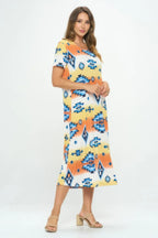 Bns Print Long Dress With Short Sleeve | Mixtshop LLC