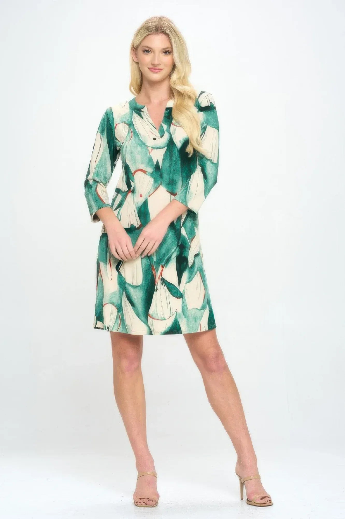 Hit Notch Neck Quarter Sleeve Dress | Mixtshop LLC