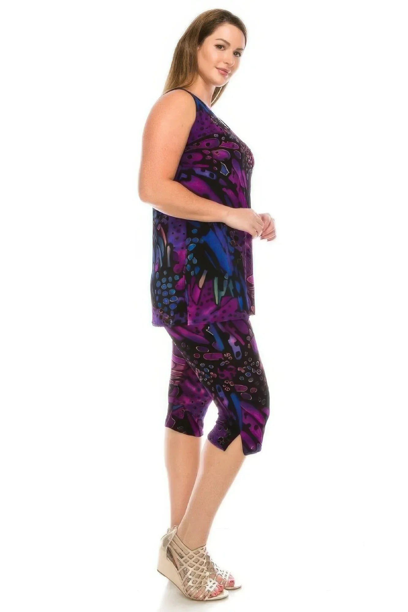 Round Neck Tank Top And Capri Pants Set | Mixtshop LLC