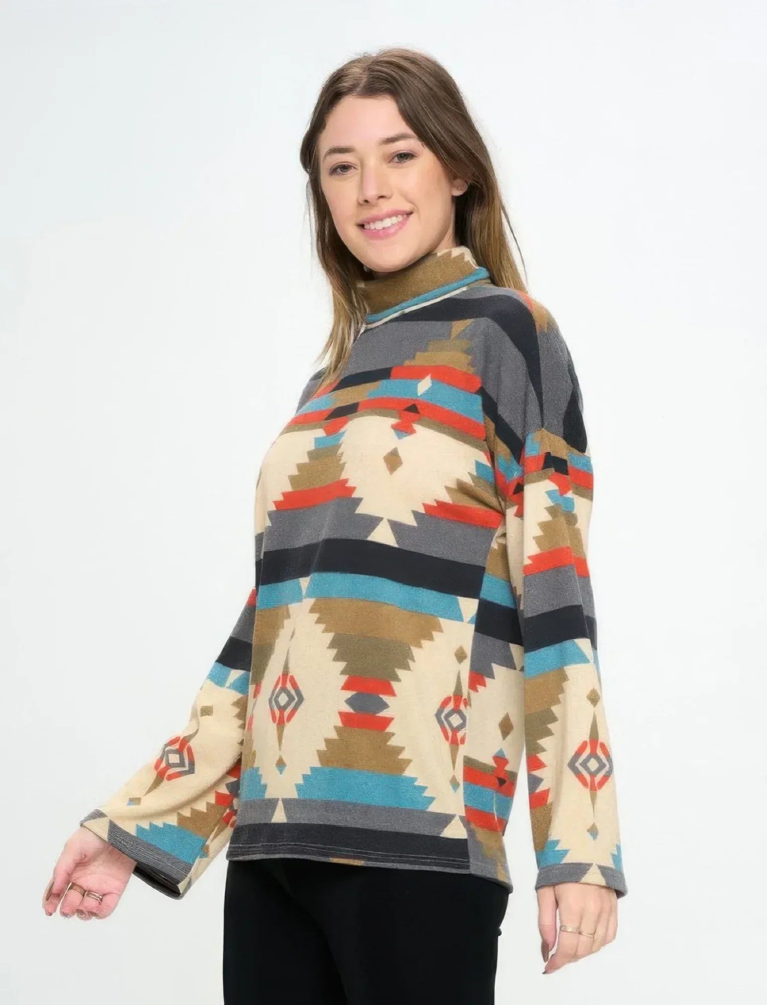 Mir Wide Sleeve Mock Nk Top Secondary image