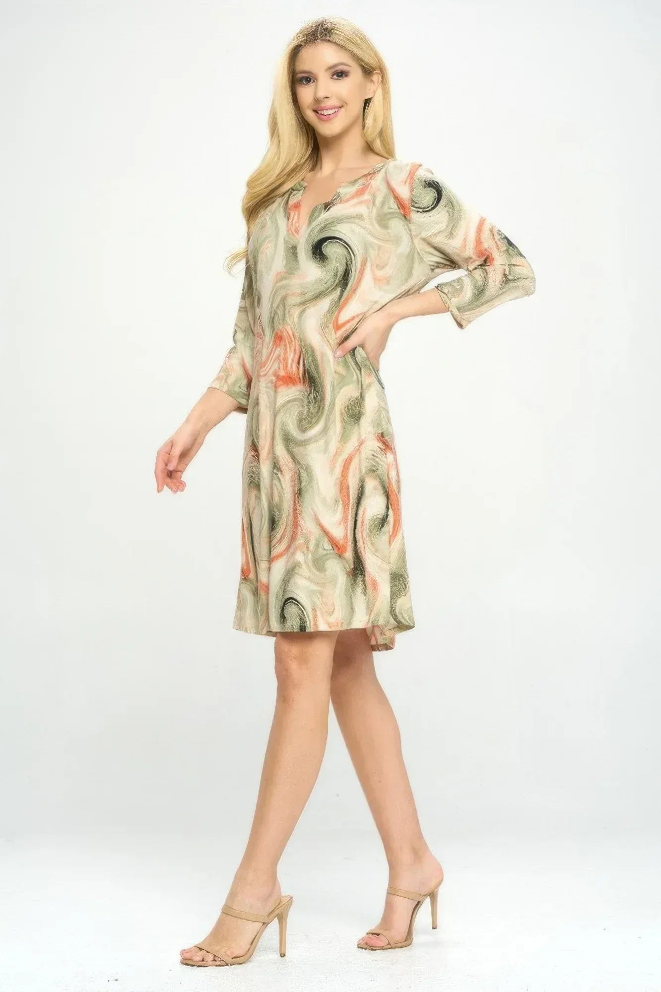 Hit Notch Neck Quarter Sleeve Dress | Mixtshop LLC