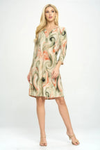 Hit Notch Neck Quarter Sleeve Dress | Mixtshop LLC