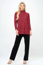 Mir Split Mock Neck Top | Mixtshop LLC