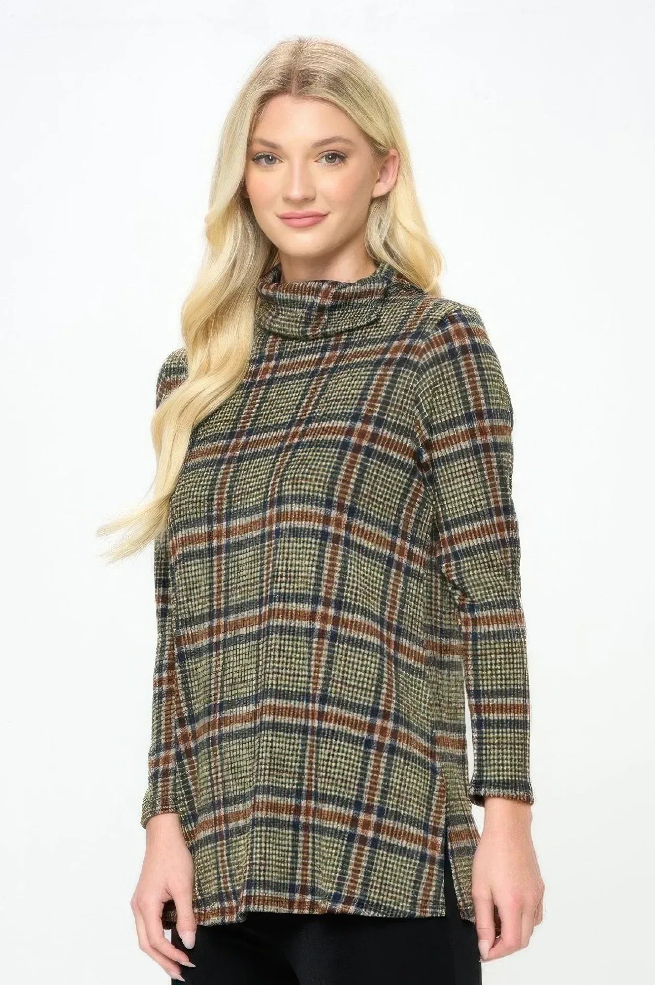Mir Split Mock Neck Top | Mixtshop LLC Main image