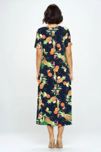 Short Sleeve And Soft Round-neckline Long Dress | Mixtshop LLC