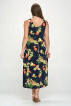 Tropical Print Stretchy Maxi Dress | Mixtshop LLC