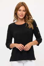 Hit Side Button Sleeve Top | Mixtshop LLC