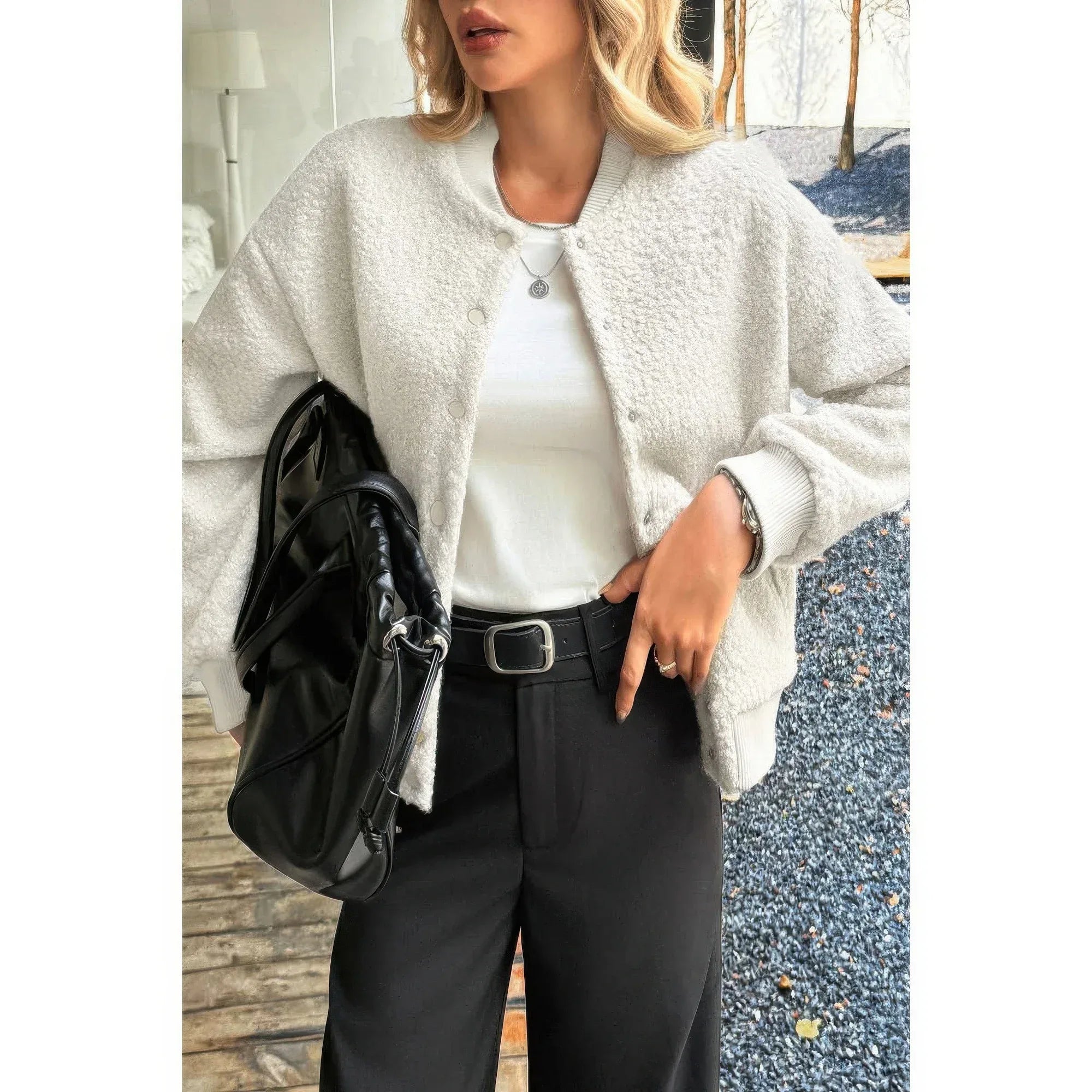 Faux Sherpa Fuzzy Teddy Bomber Jacket | Mixtshop LLC