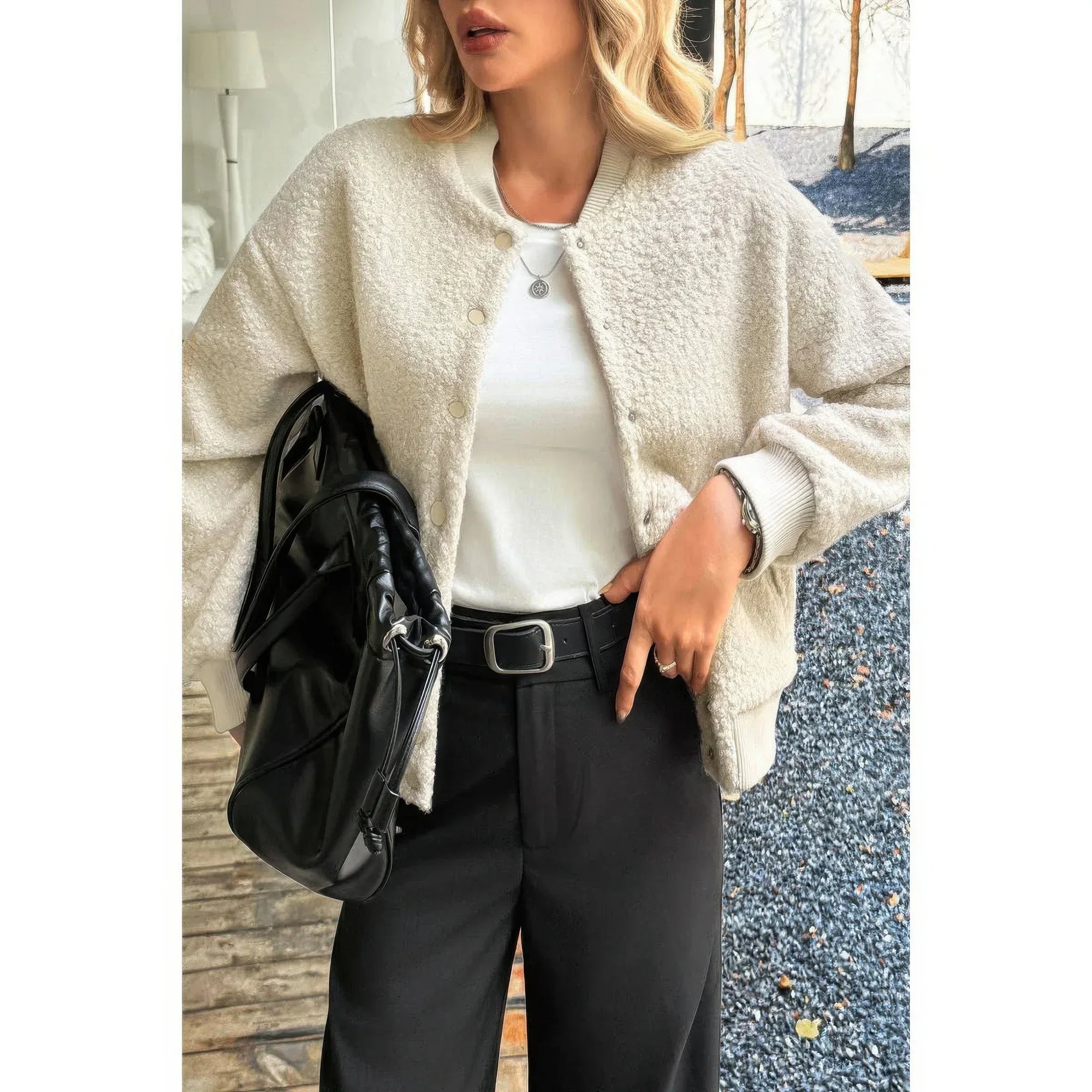 Faux Sherpa Fuzzy Teddy Bomber Jacket | Mixtshop LLC
