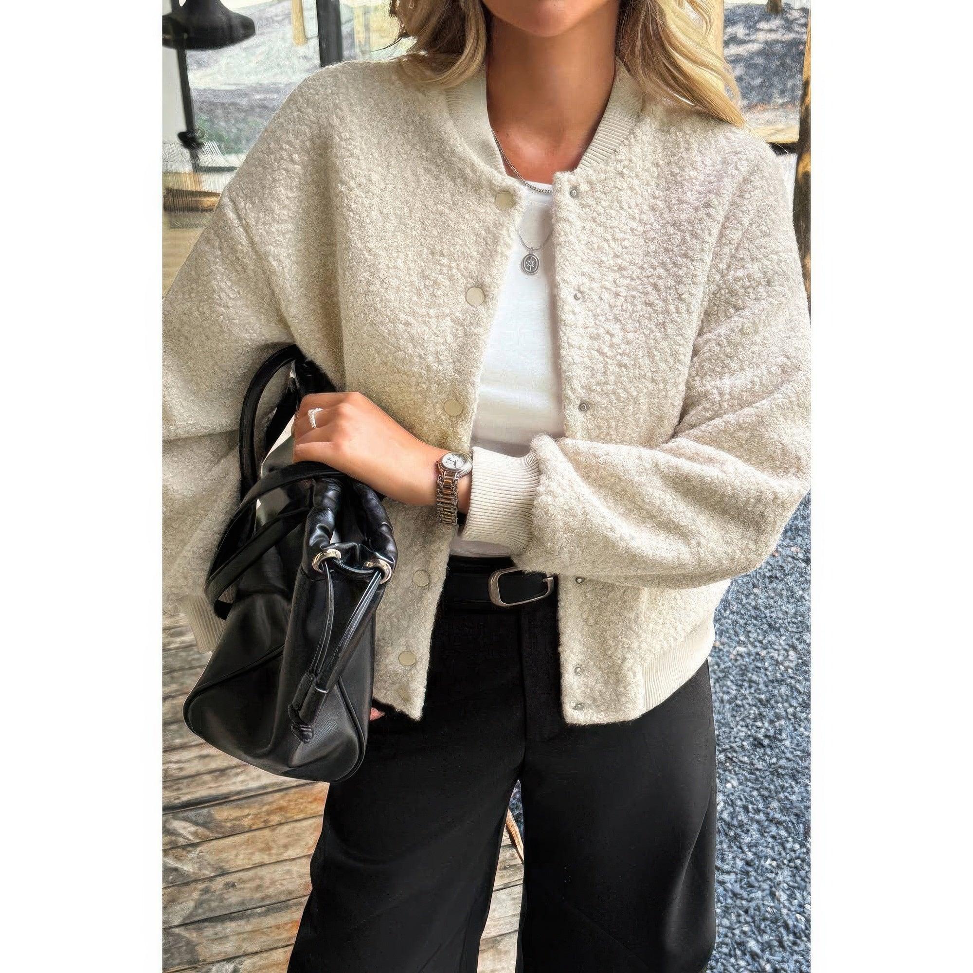 Faux Sherpa Fuzzy Teddy Bomber Jacket | Mixtshop LLC
