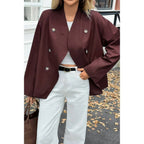 Double Breasted V Neck Trench Long Sleeve Coat | Mixtshop LLC