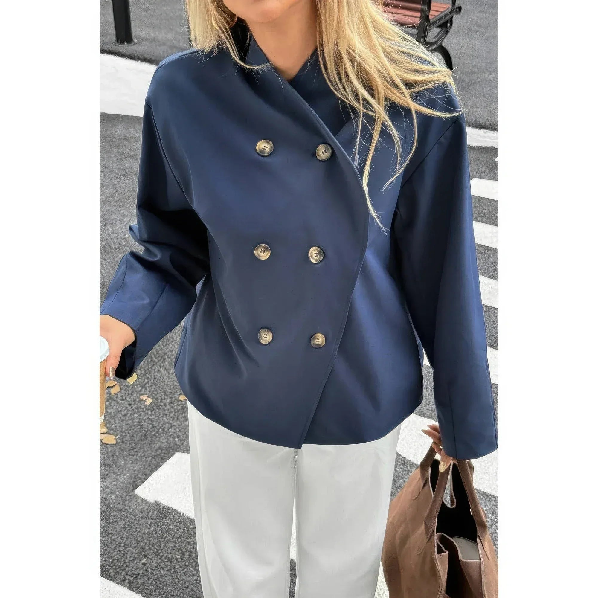 Double Breasted V Neck Trench Long Sleeve Coat | Mixtshop LLC